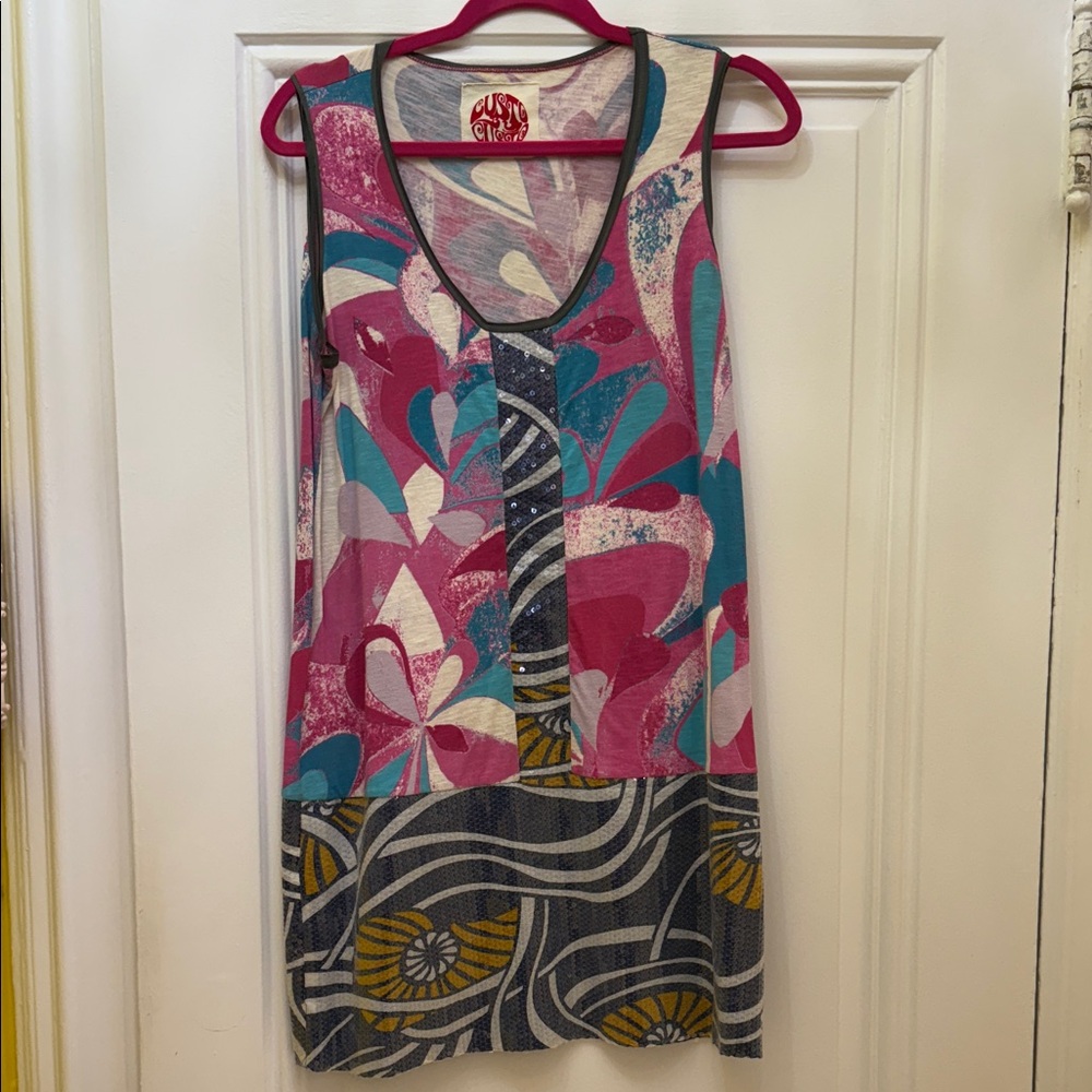Custo Barcelona Multicolor Abstract Mini Dress